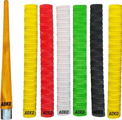 AOKO AA Premium Cricket Bat Handle Rubber Grips With 1 Wooden Gripper Cone Diamond