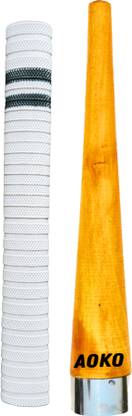 AOKO Premium White Cricket Bat Grip with Black Line And 1 Wooden Cone Ultra Tacky