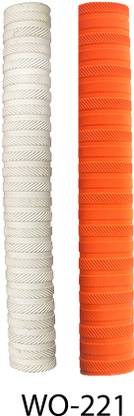 Y2M Pair of 2 cricket bat handle grip (1 white + 1 orange grip) MSD-221 Ultra Tacky