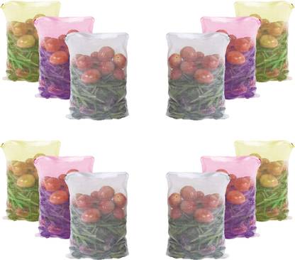 FAB ELLITE Reusable Fridge bags Vegetable storage Net for Fruits Pack of 12 Grocery Bags