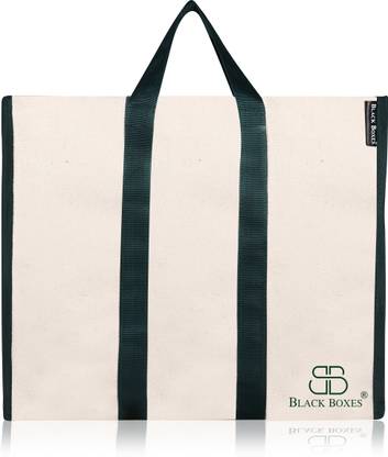 BlackBoxes Canvas Shopping Bag with Double Handle, Cloth Grocery Tote Bags (Set of 6)