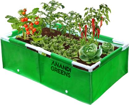 Anandi Greens HDPE UV Protected 360 GSM Rectangular Grow Bag, with Pvc Pipe (4Lx2Wx1H Fit) Grow Bag