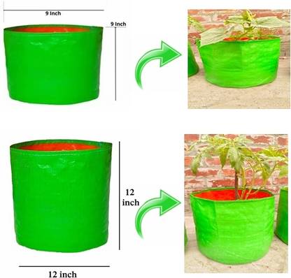 Brilliant Choice Brilliant Choice Gardening, Flower Plants Pots, (9x9)Pack of 5 (12*12) Inches Grow Bag