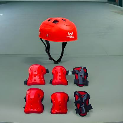SPO Zone Safety Skating Kit_Helmet Elbow Guard Knee Guard Hand Guard(4 -16 Year ) Cycling Guard Combo