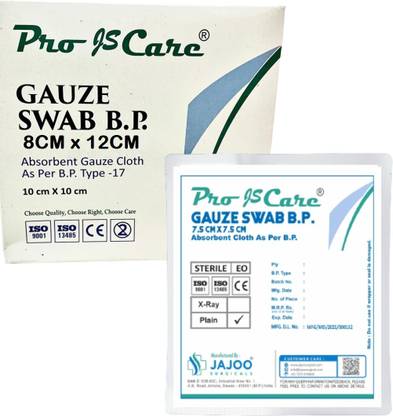 Pro JS Care STERILE ABSORBENT GAUZ SWAB 8CM*12CM (PACK OF 1 -12 NOS) Sterile Gauge Roll