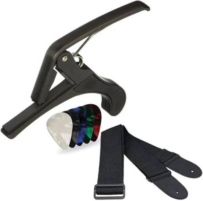 IMAGINEA Guitar Strap with Quick Change Metal Capo Guitar Belt for Acoustic Guitar Clutch Guitar Capo