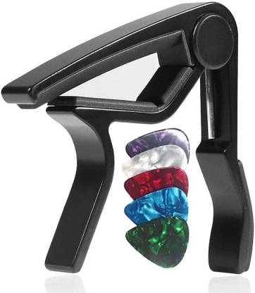 DawnRays Z Shape Guitar Capo Quick Change Zinc Alloy Capo with 5 Picks for Ukulele,Classsic, Electric and Acoustic Guitars Clutch Guitar Capo