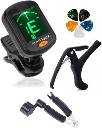 IMAGINEA Guitar Tuner, Metal Capo, 3-in-1 String Winder, String Cutter, Pin Puller &5Pick Clutch Guitar Capo