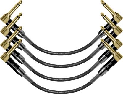 Softline Pro SP PRT 09 G-4 Guitar Patch Cable Right Angle 1/4 Inch Instrument Cable Pack of 4 Double Angled TS Patch Cable