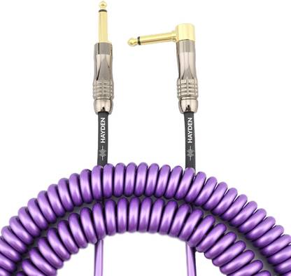 KH Premium Guitar Coil Cable 6 Meter (20 Feet), Instrument Coiled Curly Cord Double Angled XLR Patch Cable