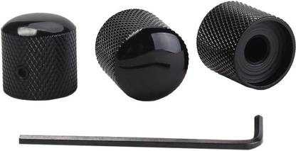 LoomTree 3Pcs Professional Metal Black Guitar Tone Volume Knob with Hole Guitar Parts Guitar Pick