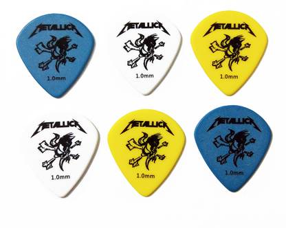 WorldForU Vintage Metallica Custom shop tribute Jazz Guitar Picks, 1.0mm, Set Of 5 White Guitar Pick