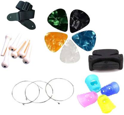 SG MUSICAL Combo 4 Silicon Finger, 1st/2nd/3rd String , 6 Pins ,1 Rubber Capo, Belt And 5 Guitar Pick