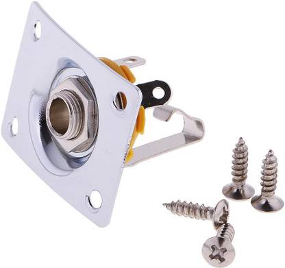 LoomTree Rectangle Output Jack Plate Socket Screws for Electric Guitar Bass - Silver Guitar Pick