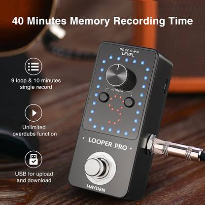 Adiohub Guitar Looper Pedal Effect Pedal with Built-in LED Display (Looper Pro) Guitar Processor