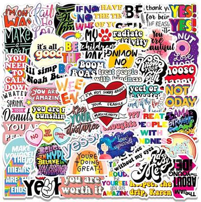 IDREAM Self-Adhesive Glossy Inspirational Quotes Stickers Car DIY Suitcase Laptop Bicycle Helmet Waterproof Sticker (3 to 8 cm) - Set of 50 Guitar Sticker