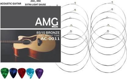 Mocking Bird Acoustic Guitar E-Strings E-1st Guitar Strings 0.10 Gauge with 5 picks Replacement Guitar String