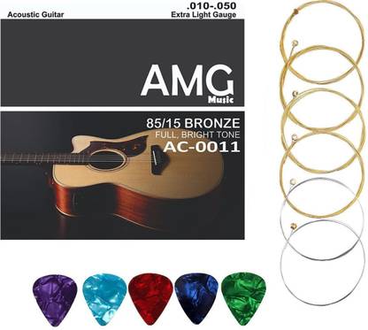 AMG Music Acoustic Full Light String Set 6 WITH NORMAL BRIGHT TONE Guitar String