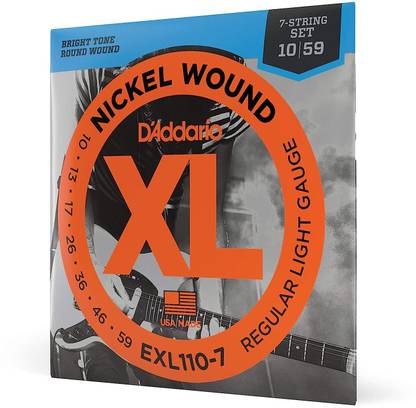 D'ADDARIO Electric EXL110-7 String Nickel Wound Electric Guitar Strings, Regular Light, 10-59 Guitar String