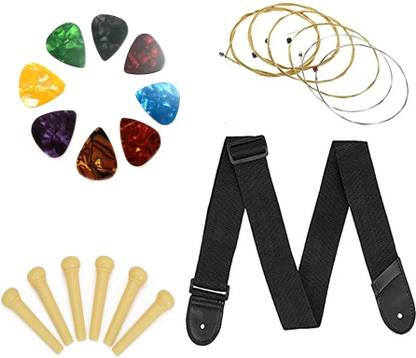 Mocking Bird Acoustic Guitar Bridge Pins With 5Picks And Adjustable Strap Belt With Set Of Acoustic Guitar String