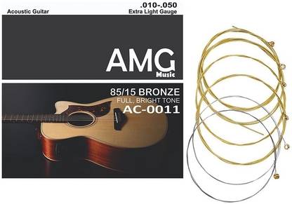 AMG Music Acoustic Guitar String Set 6 WITH NORMAL BRIGHT TONE Guitar String For Acoustic Guitar Light Weight Guitar String Set ( Set of 6 ) Guitar String