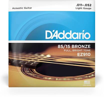 D'ADDARIO Acoustic Bronze Acoustic Guitar Strings_{.011-.052_Light Gauge}85/15 FULL BRIGHT TONE Guitar String