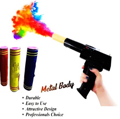 Honbon Cold Pyro Holi Shots Pack of 4Pcs Pyro & 1 Gun Multi Colors(Battery not Include)  Gun