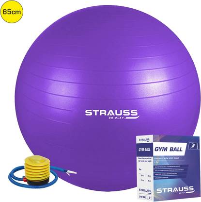 Strauss Anti Burst Gym Ball | Exercise Ball | Yoga Ball | Workout Ball , 65 Cm (Purple) Gym Ball
