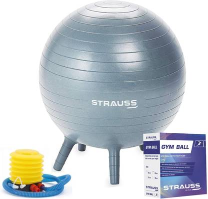 Strauss Anti Burst Gym Ball Stability Legs | Exercise Ball For Kids, 55 Cm (Grey) Gym Ball