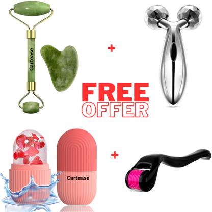 CartEase Corner 4 Pcs combo Ice Roller For Face| Facial Jade Roller| 3D Massager | Derma Roller
