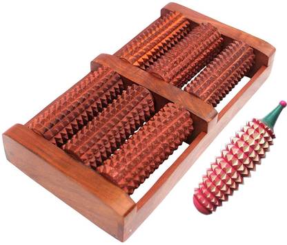 Cirise Wooden Foot 6 Roller Massager with Karela for Hand and Fingers