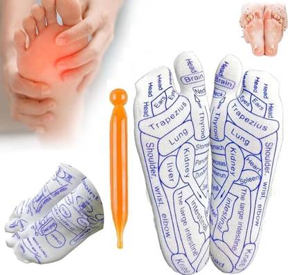 AHCS Acupressure Reflexology Socks with Trigger Point Massage Tool Reflexology Foot Massage Socks,Foot Pain Relief Remedy for Foot Massager (White)
