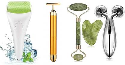 FLYDER Jade Roller100% Natural Stone, T-Massager, 3D Massager, Ice Roller Massager