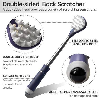 LQZ Retractable Back Scratcher 26 Inches Double Side with Magnetic Massager Ball