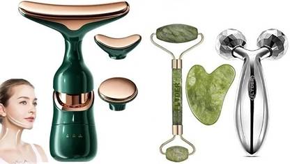 FLYDER 3in1 face massager, jade roller, 3D massgar