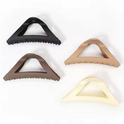 GLIMM Triangle Matte Hair Claw for Thick/Thin Hair (Random Color, 4 Pc) Hair Claw