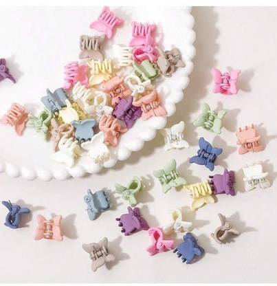 KATY Korean Cute Mini Butterfly Matte Hair Clip for Women (Nude Shade) Set of 25 Hair Claw