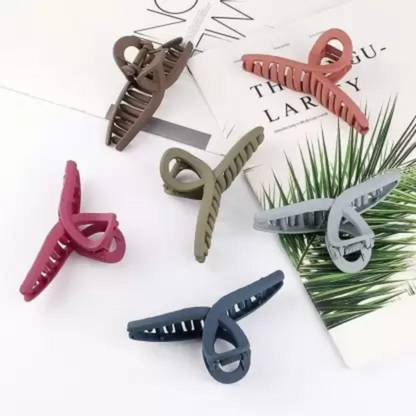 zubsha Hair Clutchers Clamp Matte Finish Rectangle 6 Pcs Hair Claw (Multicolor) Hair Claw