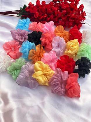 OKU Bow Scrunchies Hair Tie Elastic Large Hair Bands Set of 4 pcs Rubber Band