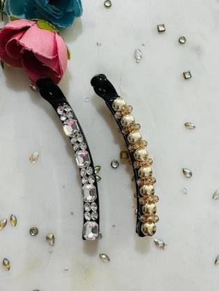 DEEPTI CHANDNA DESIGNS Exclusive & Elegant Handcrafted Button Chain Crystal Clip for Girls Banana Clip