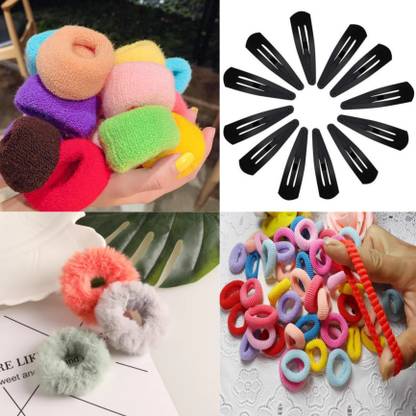 BELLO TOKO 64 Pieces includes 12 towel rubber bands,12 tik tik,4 fur bands,36 round bands Hair Accessory Set