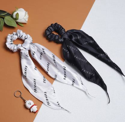 Harshala agro process manufactured scarf scruncies hairtie bts and black friends print Rubber Band