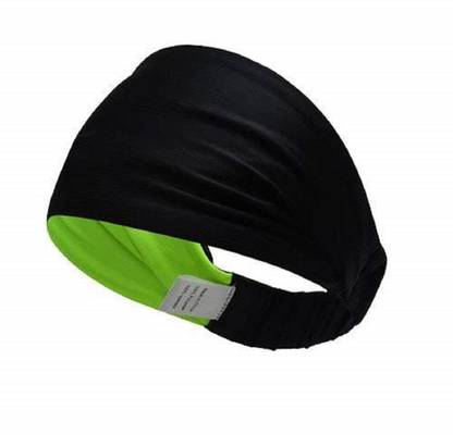 Bismaadh Reversible Women's and Men's Workout Non Slip Stretchy Soft Elastic Sports Fitness Exercise Tennis Running Gym Dance Yoga Headband (Black & Neon Green) Head Band