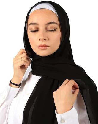 JEEBU Hijab Scarf for Women Premium Georgette Muslim Hijab Head Wrap Long Scarves Hair Accessory Set