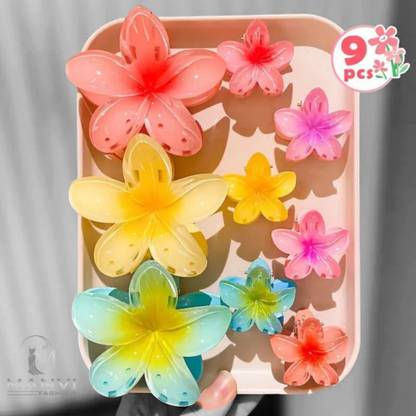 MANVI FASHION Flower claw clips set || 9-piece hair clip collection Hair Claw