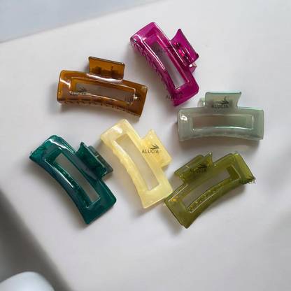 Alucia Matte Rectangle Hair Claw Clip Clutcher comboFor Girls And Women 6pcs Hair Claw