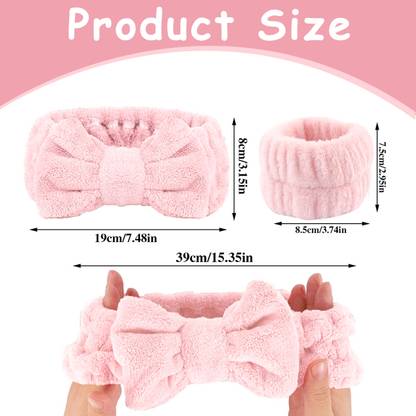 sannidhi Face Wash Headband & Wristband Set, Flannel Wrist Towel Band for Washing Face Head Band  (Pink)