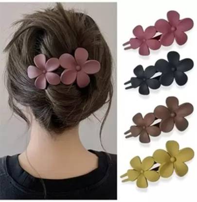 itzgold Korean Super Matte Flower Hair Claw Clip/Side Pin/Juda Pin pack of 2 Hair Pin