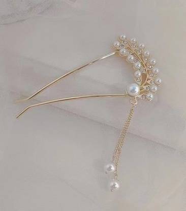 THE MAXIM pearl tassel chain, hair sticks, elegant hair pins, stick Bun Clip