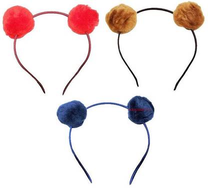 MANODHRUVA 2pcs Pompom Headbands for Girls, Multicolor Head Band